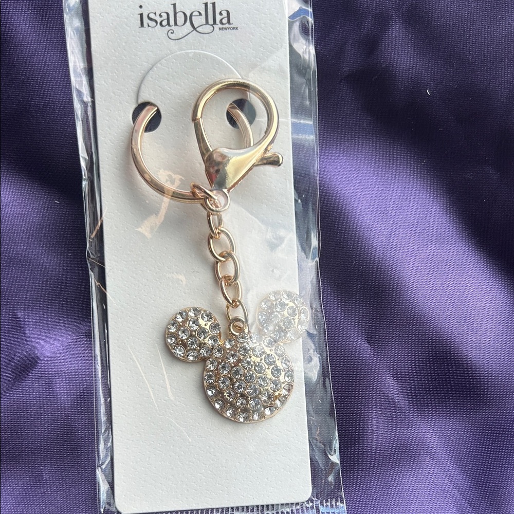 Abella Gold Crystal Mouse Key & Card Holder Charm